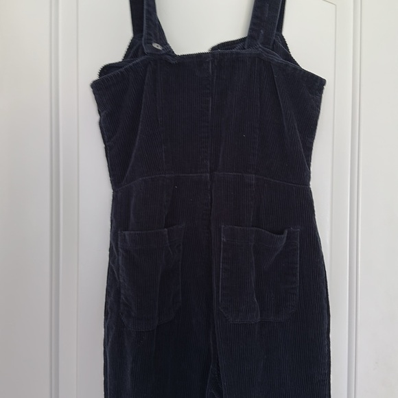 Free People Luna Navy Corduroy Jumpsuit Zipper Front Adjustable Straps Size 6 - Picture 6 of 7